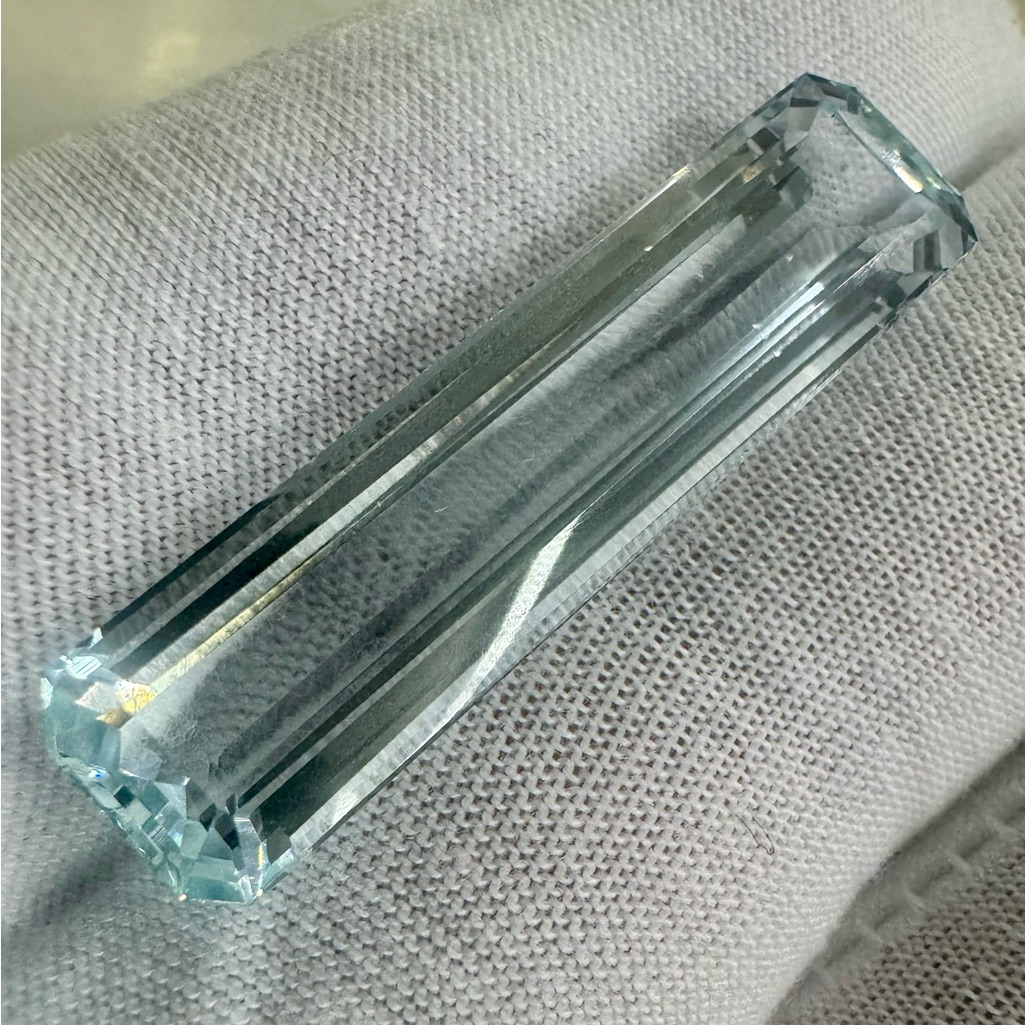Large Aquamarine 28.5 Carat Faceted, Polished, Natural Gem Custom Cut Gemstone